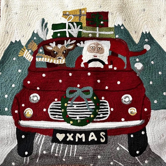 Pottery Barn “Road Trip Santa” Christmas Throw Pillow Cover18x18 (2 Available) - Picture 4 of 6